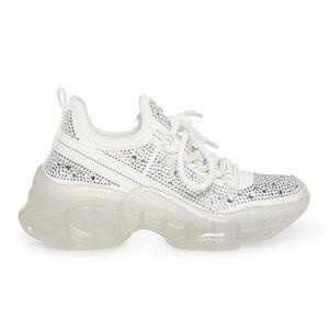 Steve Madden White and Silver Embellished Sneakers